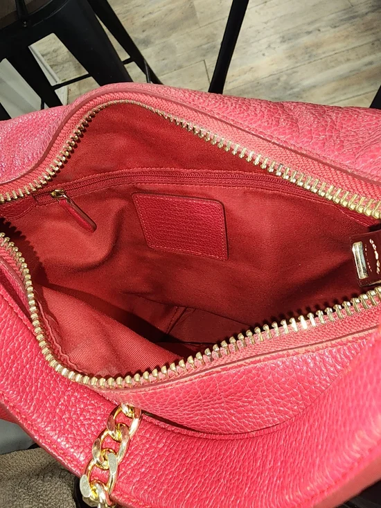 Coach Harley Hobo Pebbled Leather Shoulder Bag in Red-14×10×4.5 - Picture 9 of 9